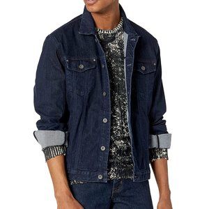 John Varvatos Star USA Men's Long Sleeve Denim Trucker Button Jean Jacket Indigo